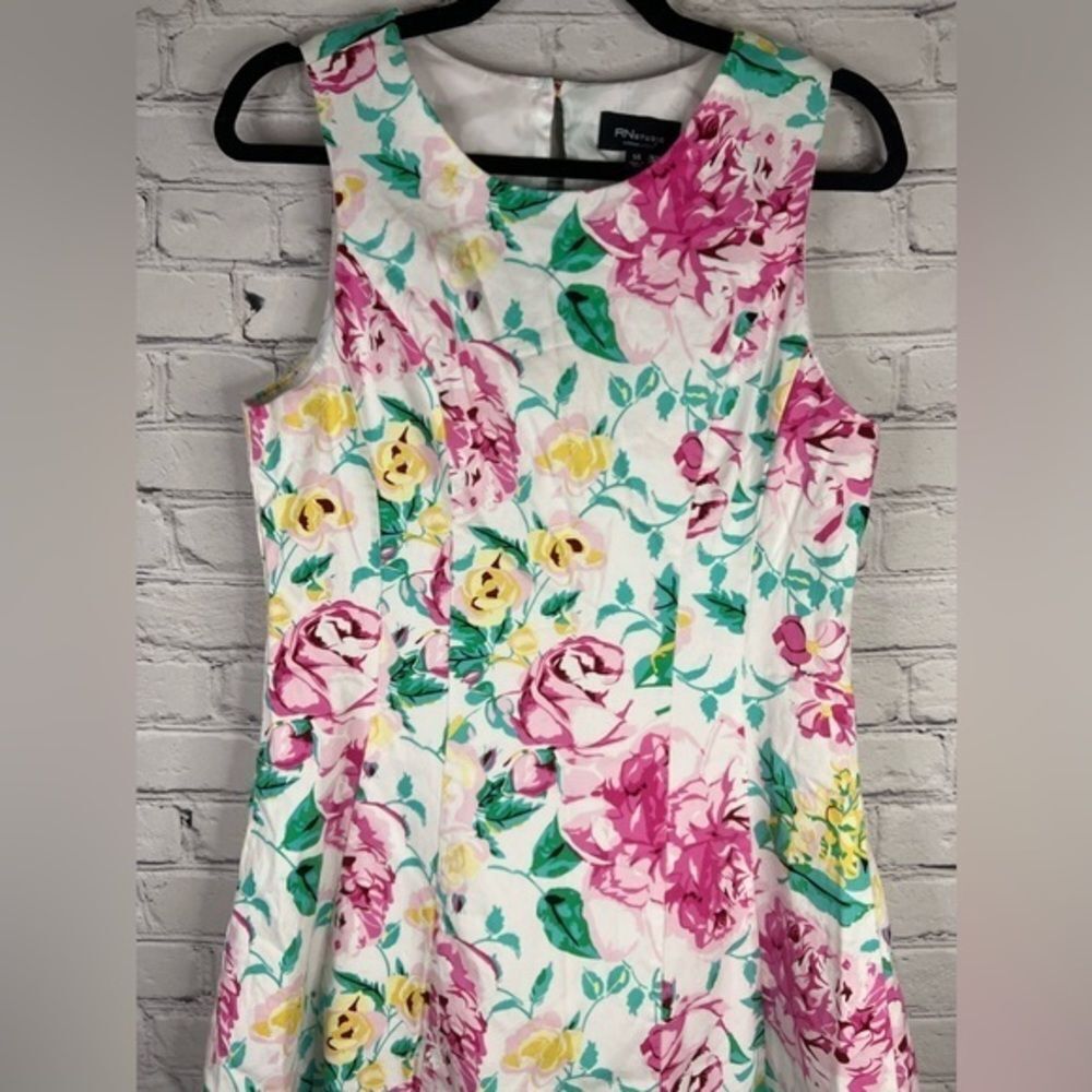 RN Studio by Ronni Nicole Floral Print Sleeveless Twirl Dress Pink Green size 14 - Picture 3 of 13